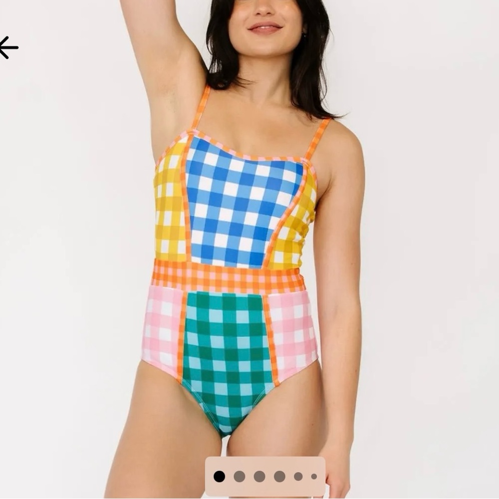 Lime Ricki Multicolor Gingham One Piece Swimsuit